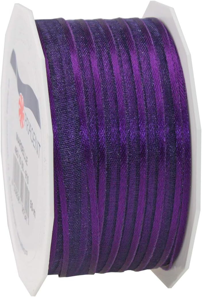 Präsent MARSEILLE Organza Ribbon, Purple, 40 mm-25 m