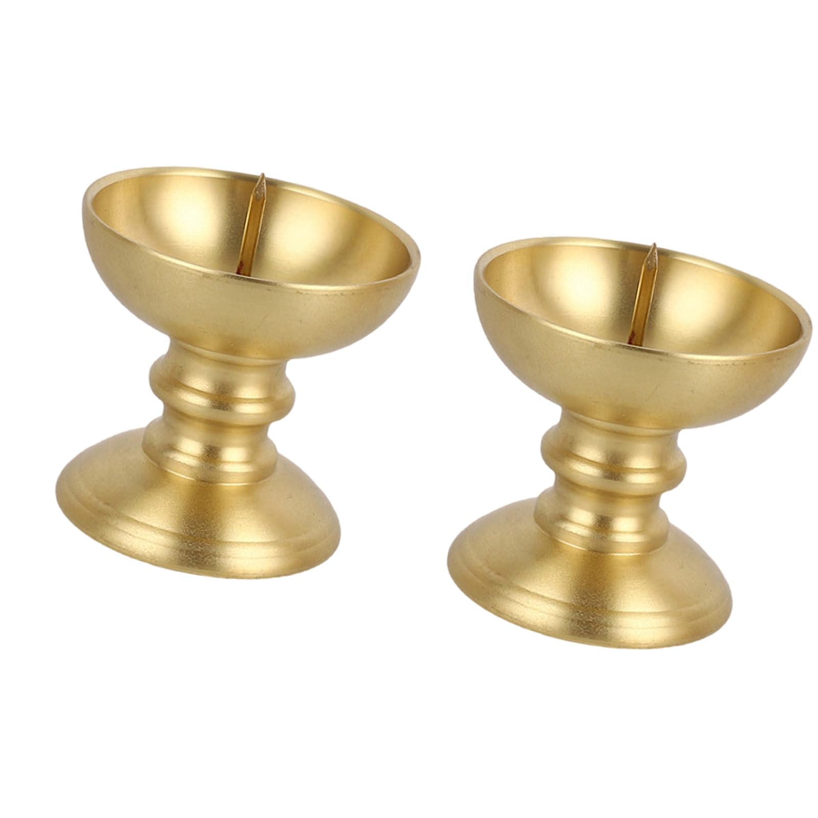 2Pcs Brass Holders for Altars Decors Religious Ceremonies Home Temple Worship Antique Tealight Stand Oil Lamp Buddhist Altars Candleholder