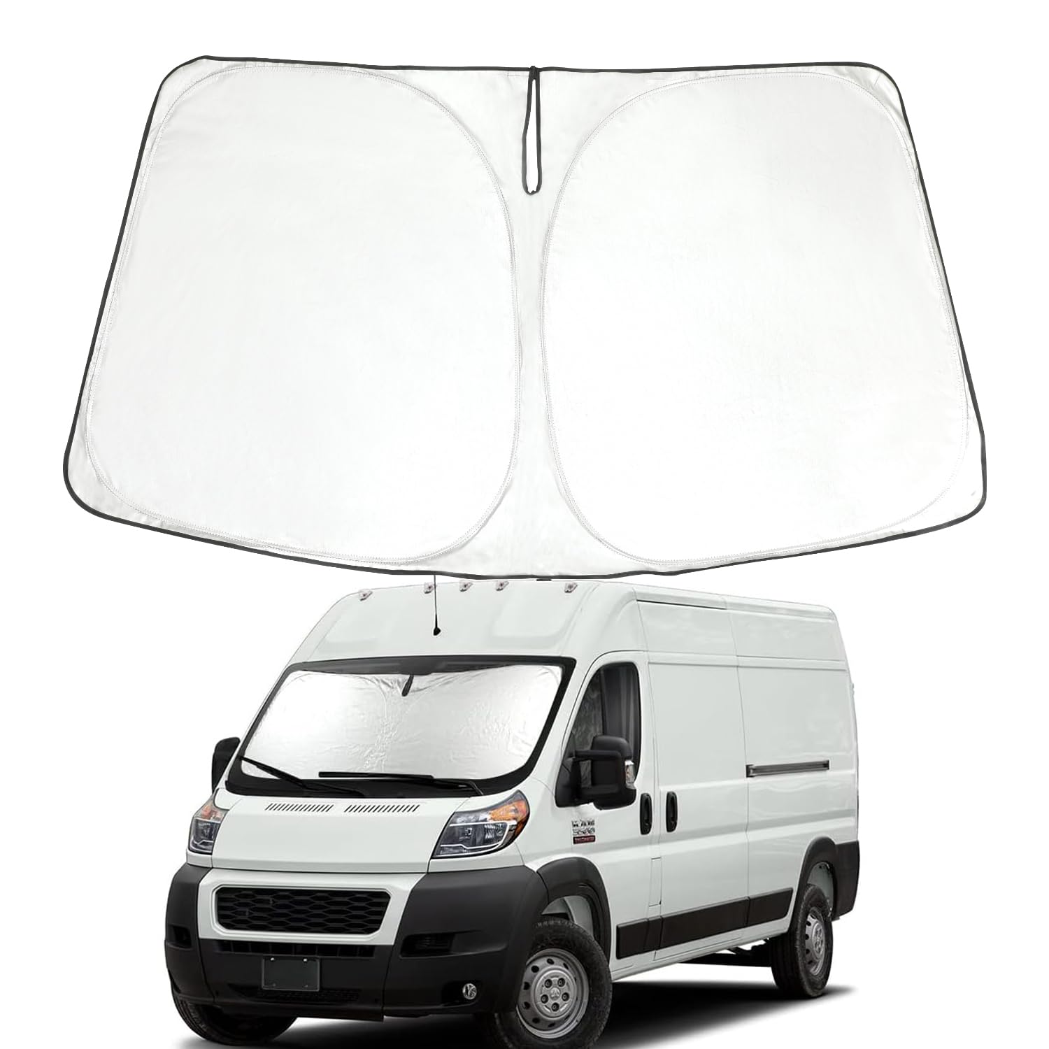 ROCCS Windshield Sunshade UV Ray Reflector for 2014-2024 Dodge RAM ProMaster Full Size Cargo Van Chassis Cab Cutaway Front Window Sun Shade Shield Cover Foldable Reflective Sun Visor