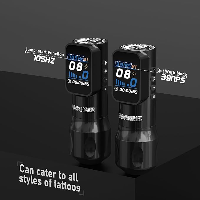 Kit Máquina Tatuar Pen Rotativa Wormhole Tattoo con Tinta y miniatura 5
