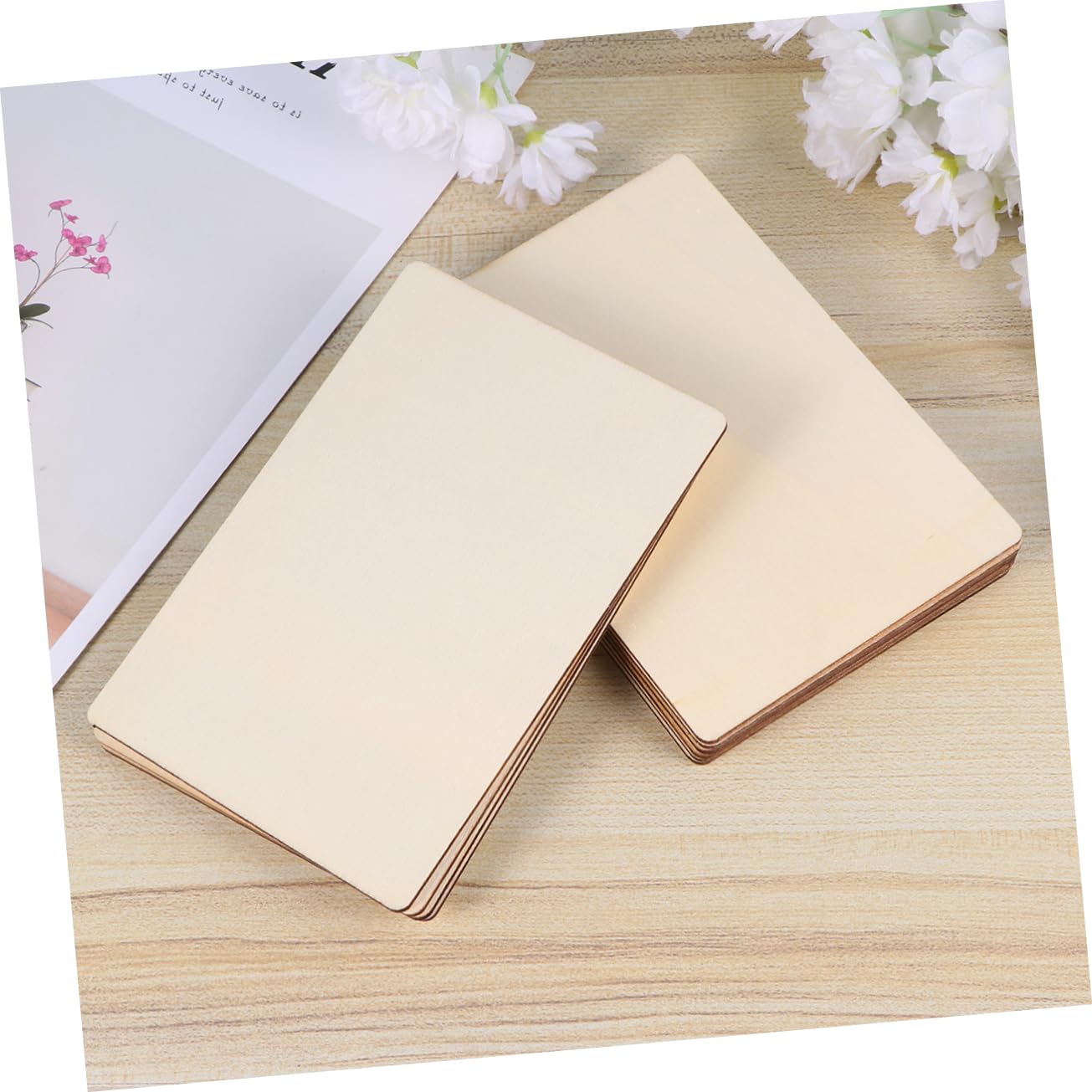 SHINEOFI Rodajas de Madera para Pintar DIY 50 Piezas Rectangulares 10x15 Cm para Niños Creativos Manualidades Infantiles Uso Escolar y Actividades Familiares