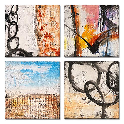 Yihui Arts Group Panel Blue Black Red Abstract Painting Canvas Wall Art Pictures