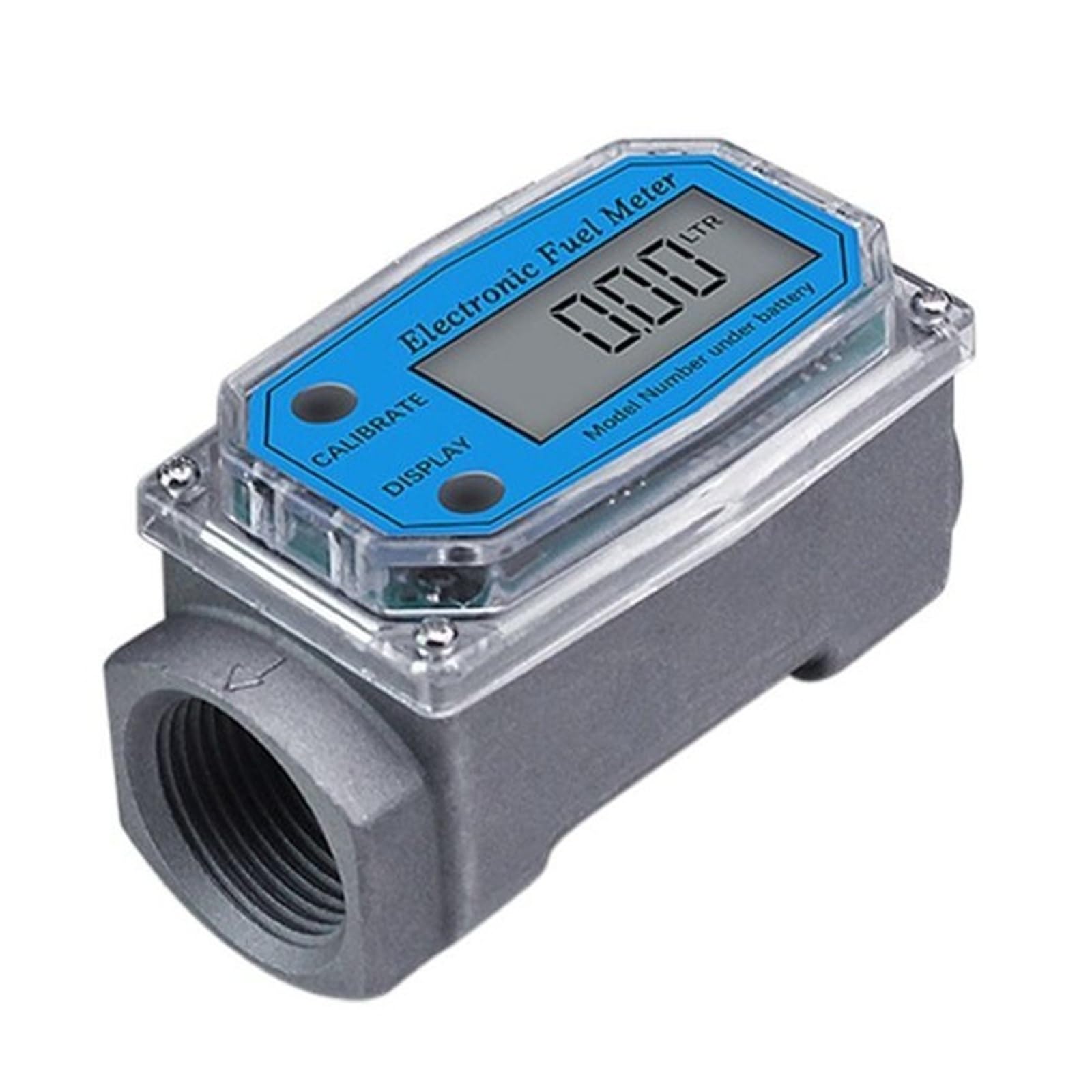 Hdxaew Silver 1/1.5/2 Inch Pcb Electronic Flow Indicator Digital Turbine Flow Meter Petrol Fuel Kerosene Methanol Water Sensor Counter Multiple Uses(1.5 Inch)