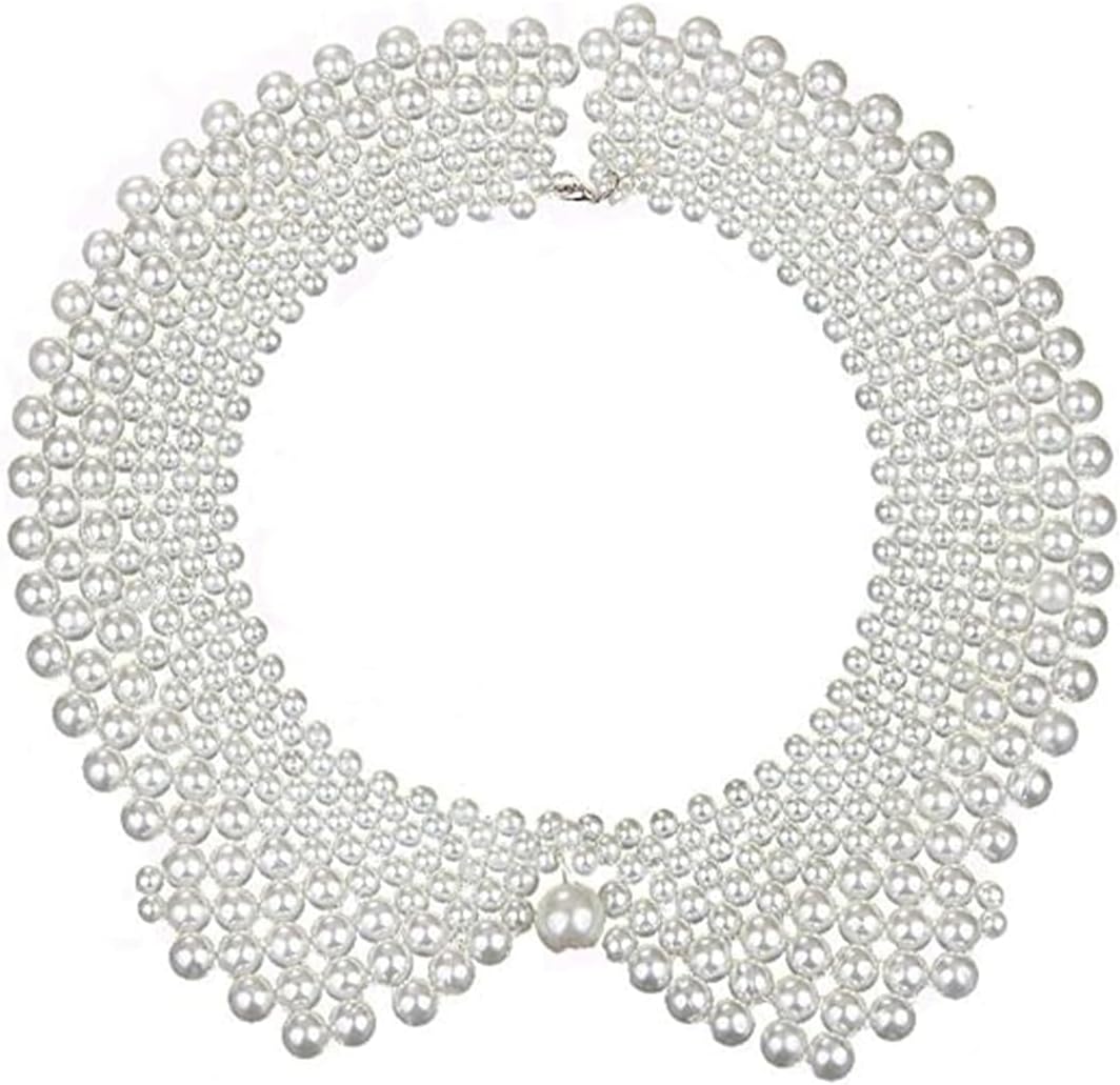 RBG Dissent Pearl Collar Necklace for Women Vintage Chunky Detachable Beaded Blouse Fake Collar Choker Necklace,Ruth Bader Feminist Collar Necklace