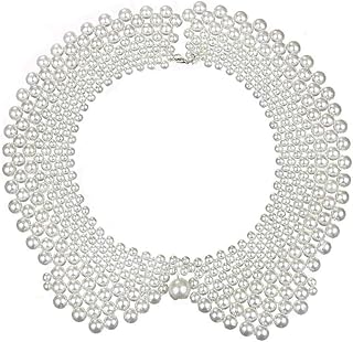 RBG Dissent Pearl Collar Necklace for Women Vintage Chunky Detachable Beaded Blouse Fake Collar Choker Necklace,Ruth Bader Feminist Collar Necklace
