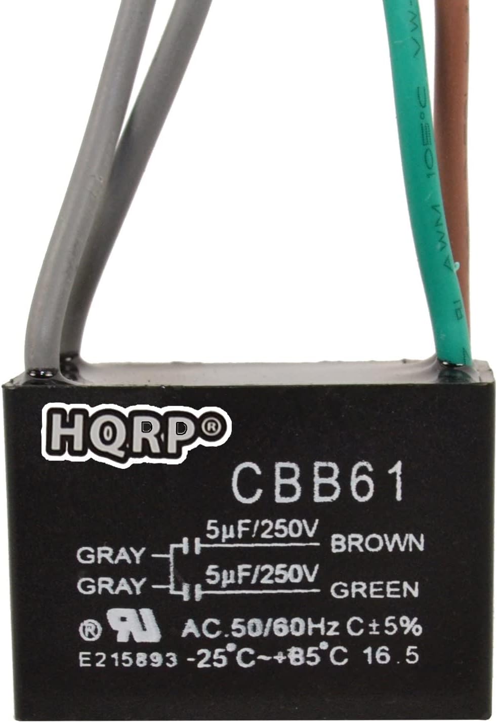 HQRP Ceiling Fan Capacitor CBB61 5uf+5uf 4-Wire