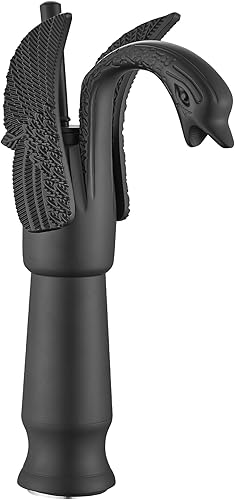 GGStudy Mate Negro Cisne Forma Sola Manija 1 Agujero Baño Vessel Fregadero Grifo de Montaje en Cubierta Lavabo Grifo