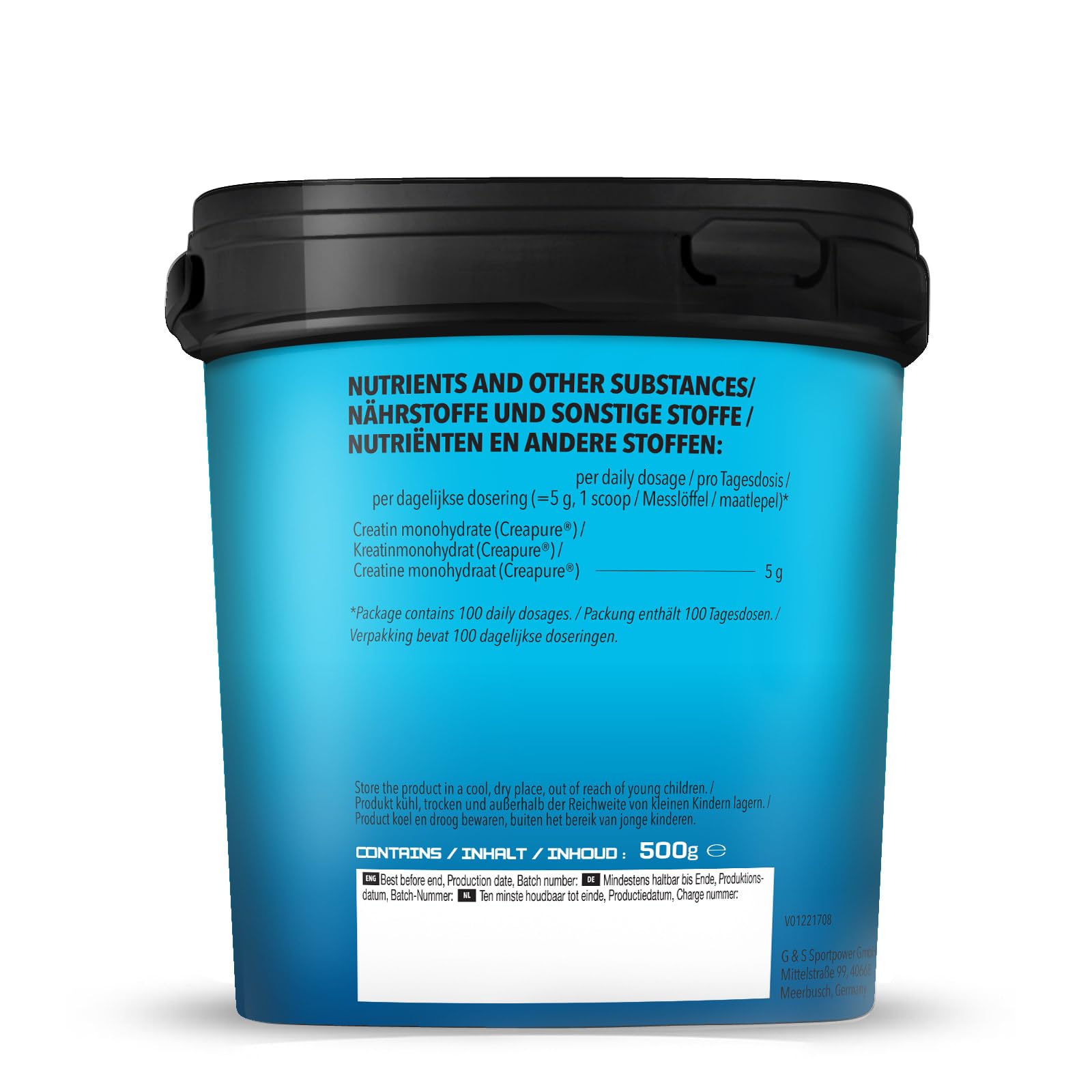 Bodylab24 Creatine Creapure® Pulver 500g, reines Kreatinmonohydrat als hochwertiges Creapure®