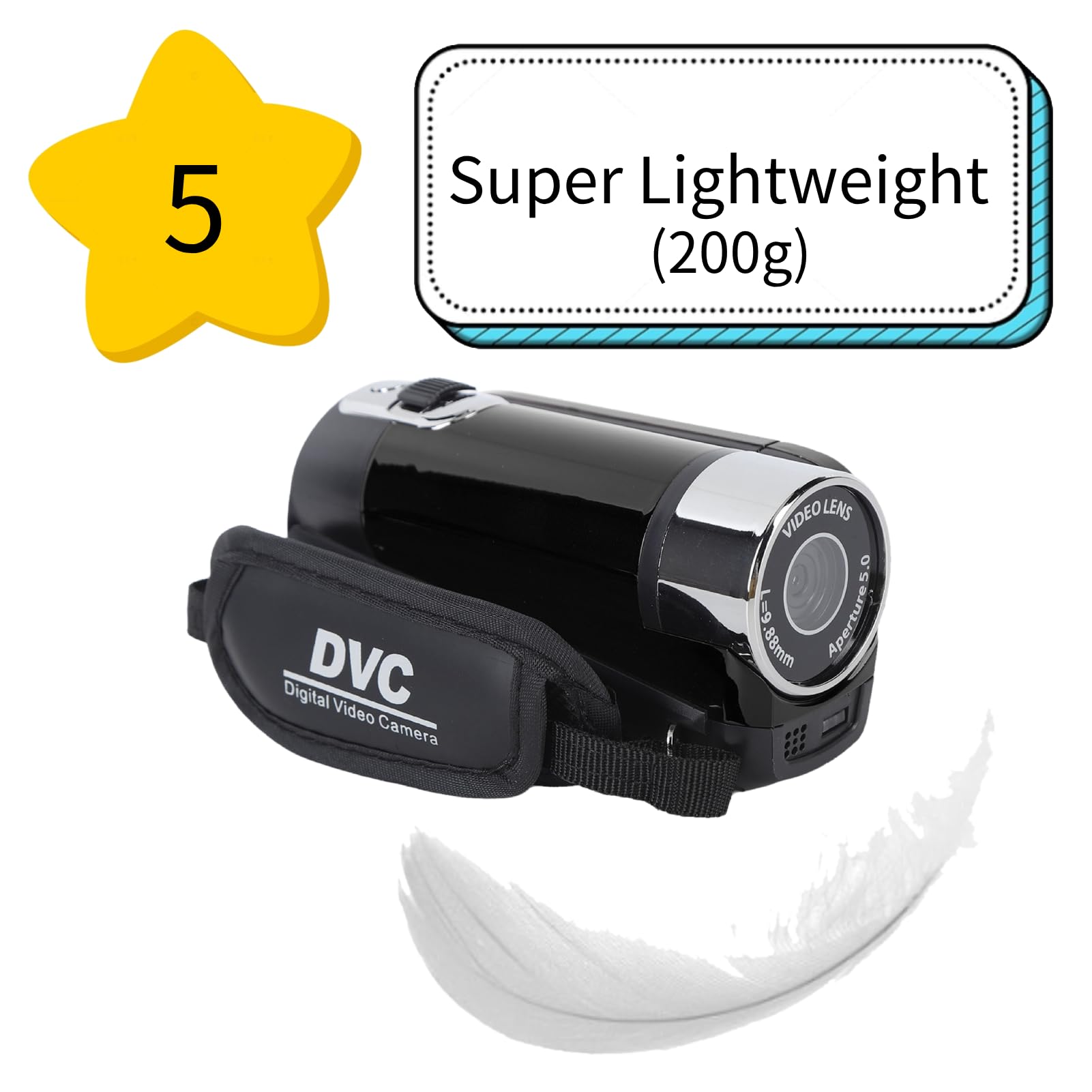 Kids Videokamera-Camcorder, Vlogging Kamerarecorder, Fülllicht, Eingebautem Lautsprecher, Support 32GB Expandable(Schwarz)