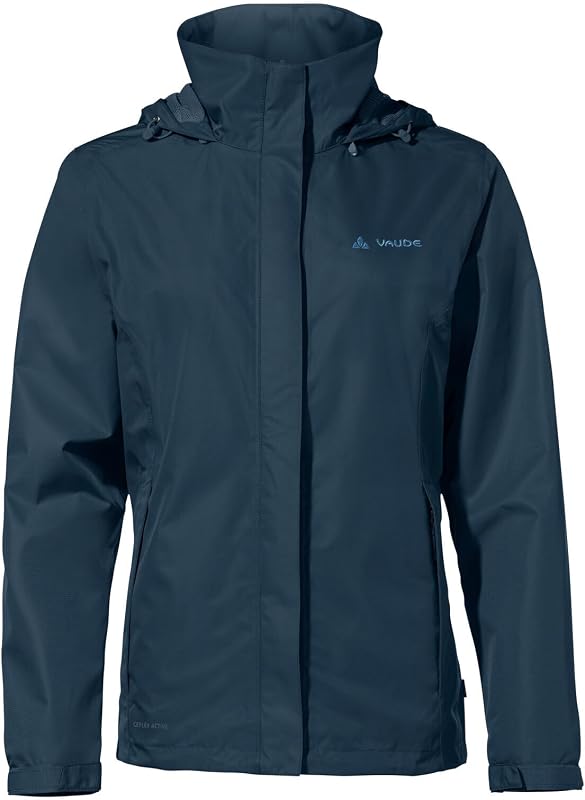 VAUDE Escape Light Regenjacke Damen – wasserdicht, atmungsaktiv und winddicht mit 2-Lagen-Membran, verstaubare Kapuze, 420g leicht