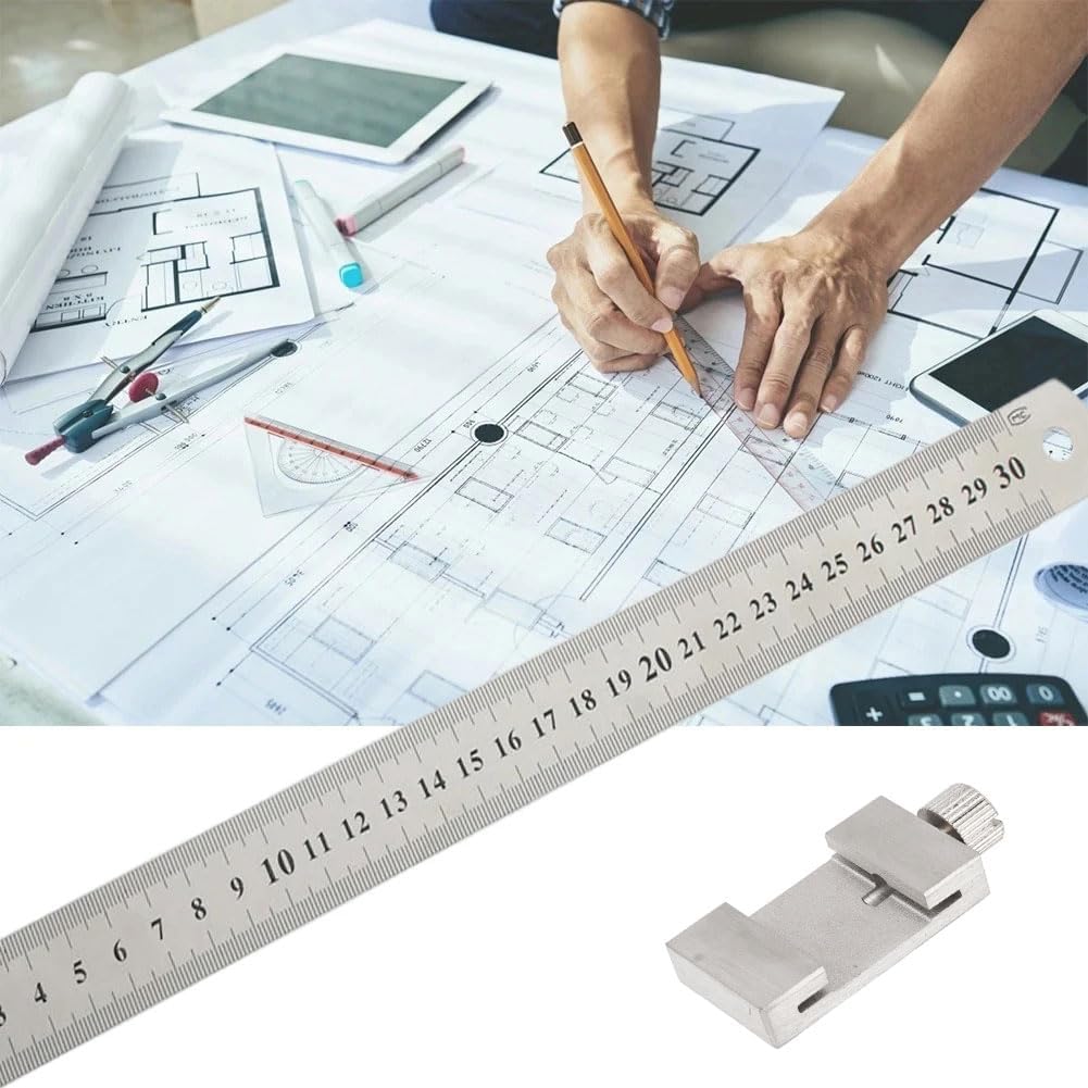 Brass Steel Ruler with Metal Stop, Metal Ruler, Ruler Stop Marking Gauge, Stainless Steel, Ruler Stop Marking Tool - Image 3