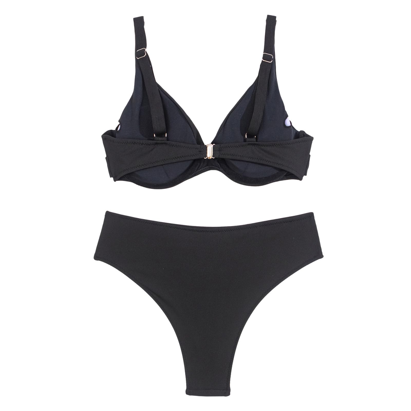 Damski zestaw bikini z niskim stanem seksowny push up dwuczęściowy strój kąpielowy retro marszczony nadruk wysoki, zielony, M