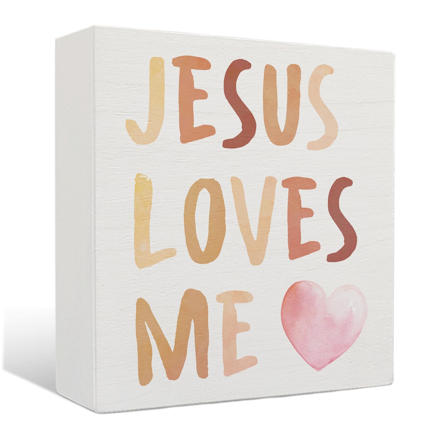 Nrleey Baby Girl Nursery Decor -Boho Christian Jesus Loves Me Wooden Box Signs, Boho Nursery Decor for Girl, Neutral Nursery Decor, Christian Room