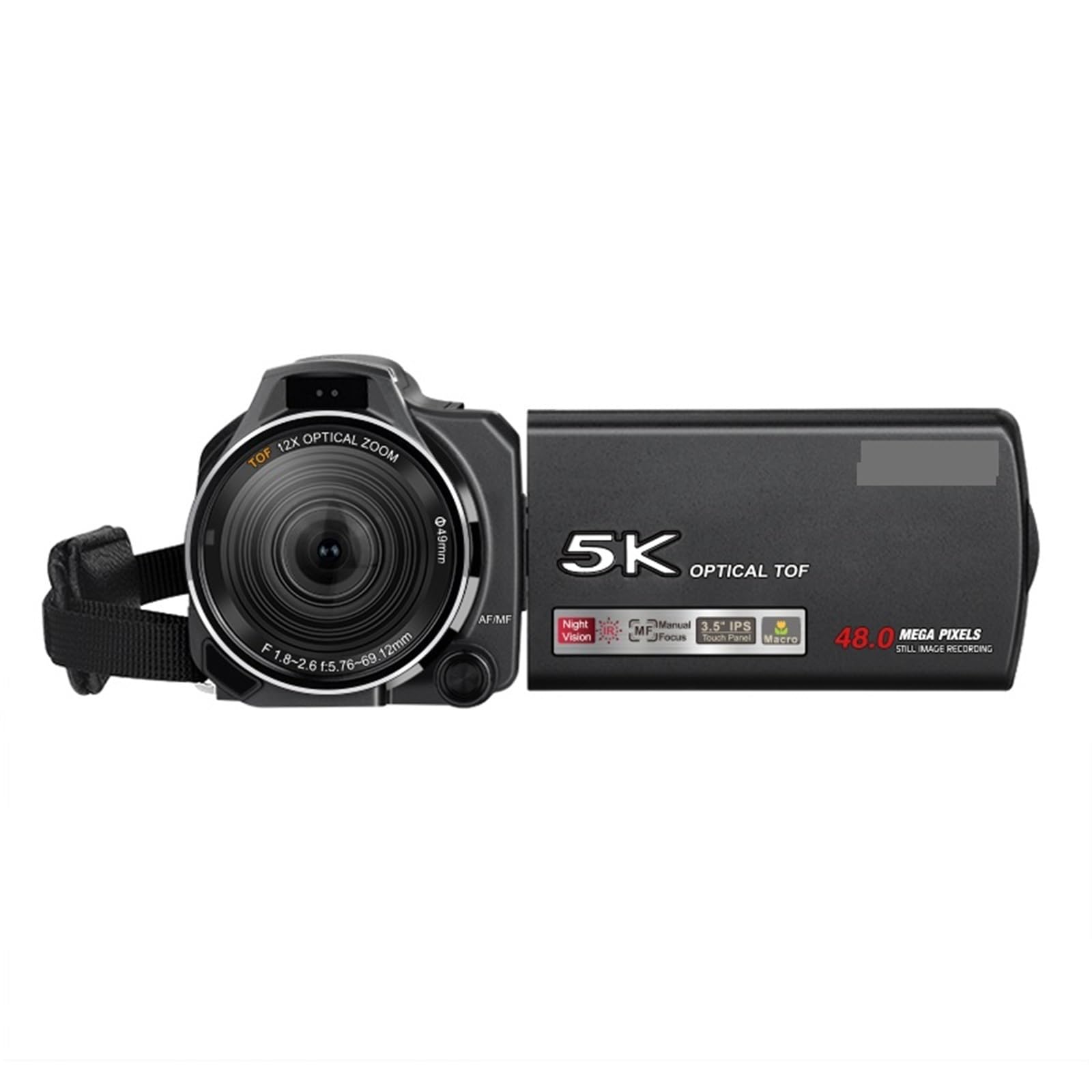 Caméra Vidéo, Caméscope diffusant en Direct 4k for Le Tournage de vidéos, Zoom Optique 12x, Grand écran Tactile