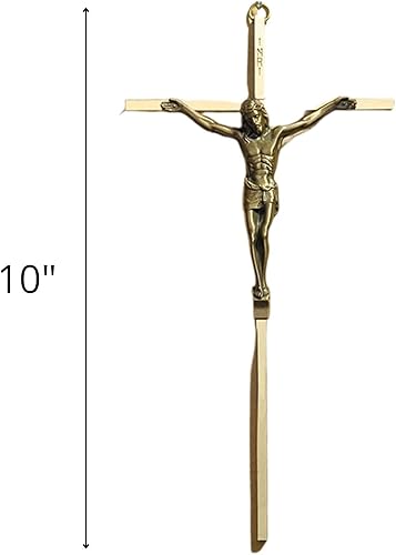 Miniatura 4 de Needzo Crucifijo dorado colgante de pared, decoración de estilo antiguo para hogares o iglesias, 10 pulgadas