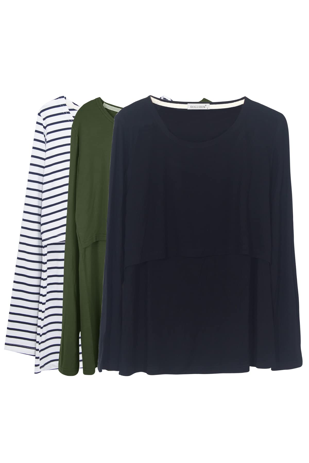 Smallshow Femmes Hauts d'allaitement à Manches Longues vêtements d'allaitement 3 Pack