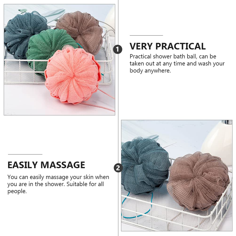 4 szt. Kąpiel pod prysznic Loofah pufa gąbka z siatki pufa piłka pod prysznic miękka kulka do szorowania ciała złuszczająca gąbka do kąpieli ręcznik do mycia ciała dla kobiet mężczyzn dziec