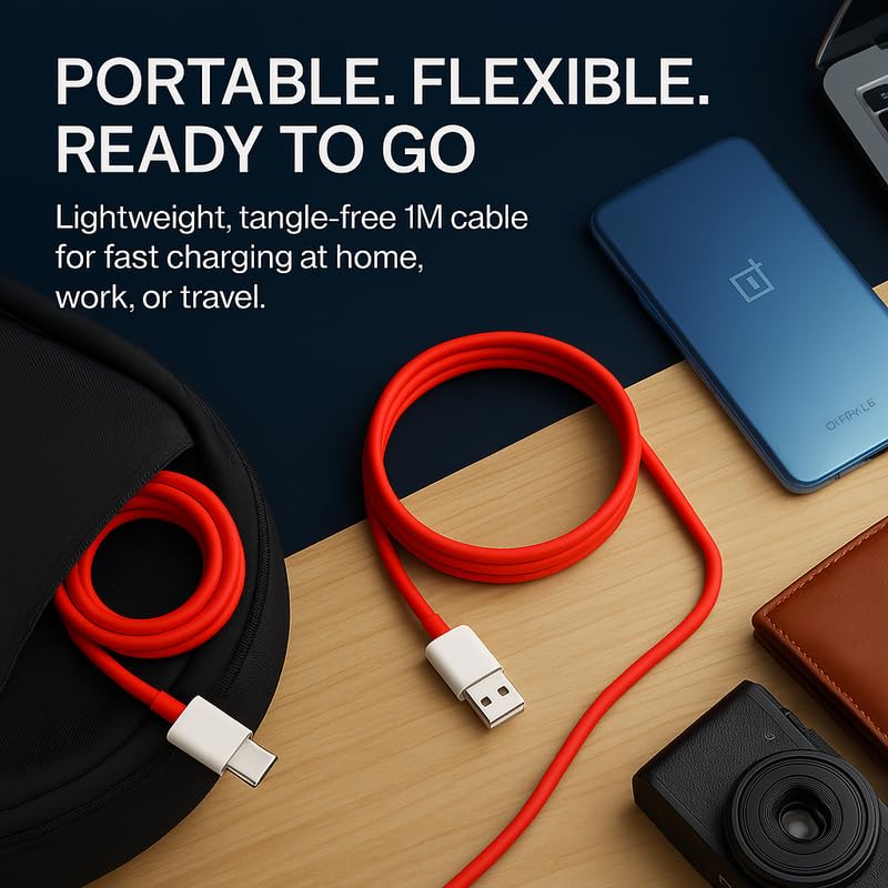Image of Oneplus 80W Charging Cable USB to Type C Warp Charger SuperVooc /Dash Fast Charge Cable for Oneplus 11,11R,10 Pro,10R,10T,9RT,9R,8R,8T Charge Cable for 6 /6T /7 /7T,Nord,Ce2 Lite 5G,Ce 3 5G,Ce3 Lite, Red