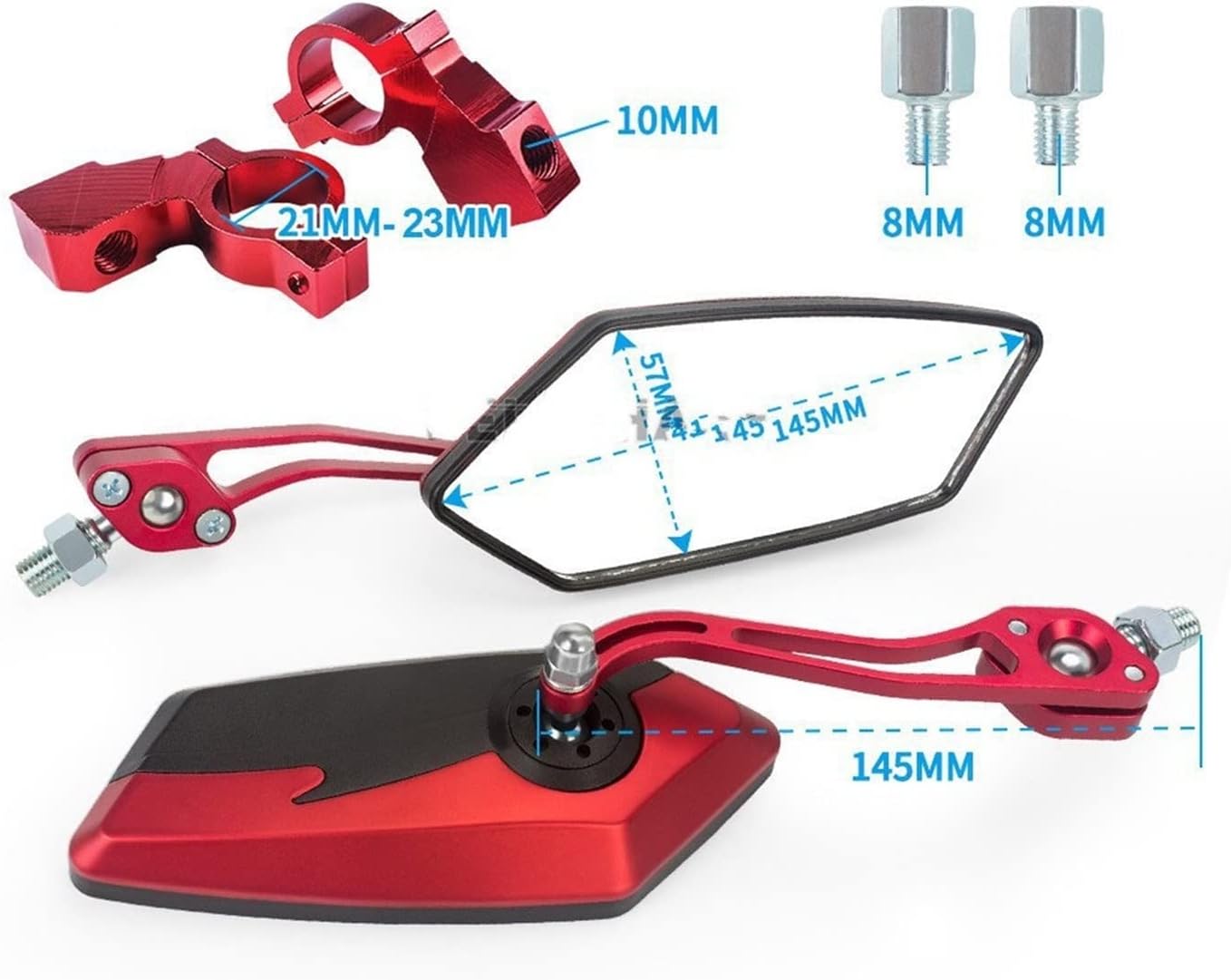 Rearview Mirror 2PCS Glass Lens 7/8 Inch 22mm Bike Mirrors Handlebar 360 Degree Adjustment Bike Mirrors Rotatable Bicycle Rearview Mirrors. Bar End Mirror (Color : 5)