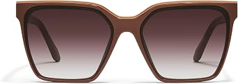 QUAY - Womens Sunglasses, Square Lenses with UV Protection, Oversized Sunglasses Level Up, Chocolate