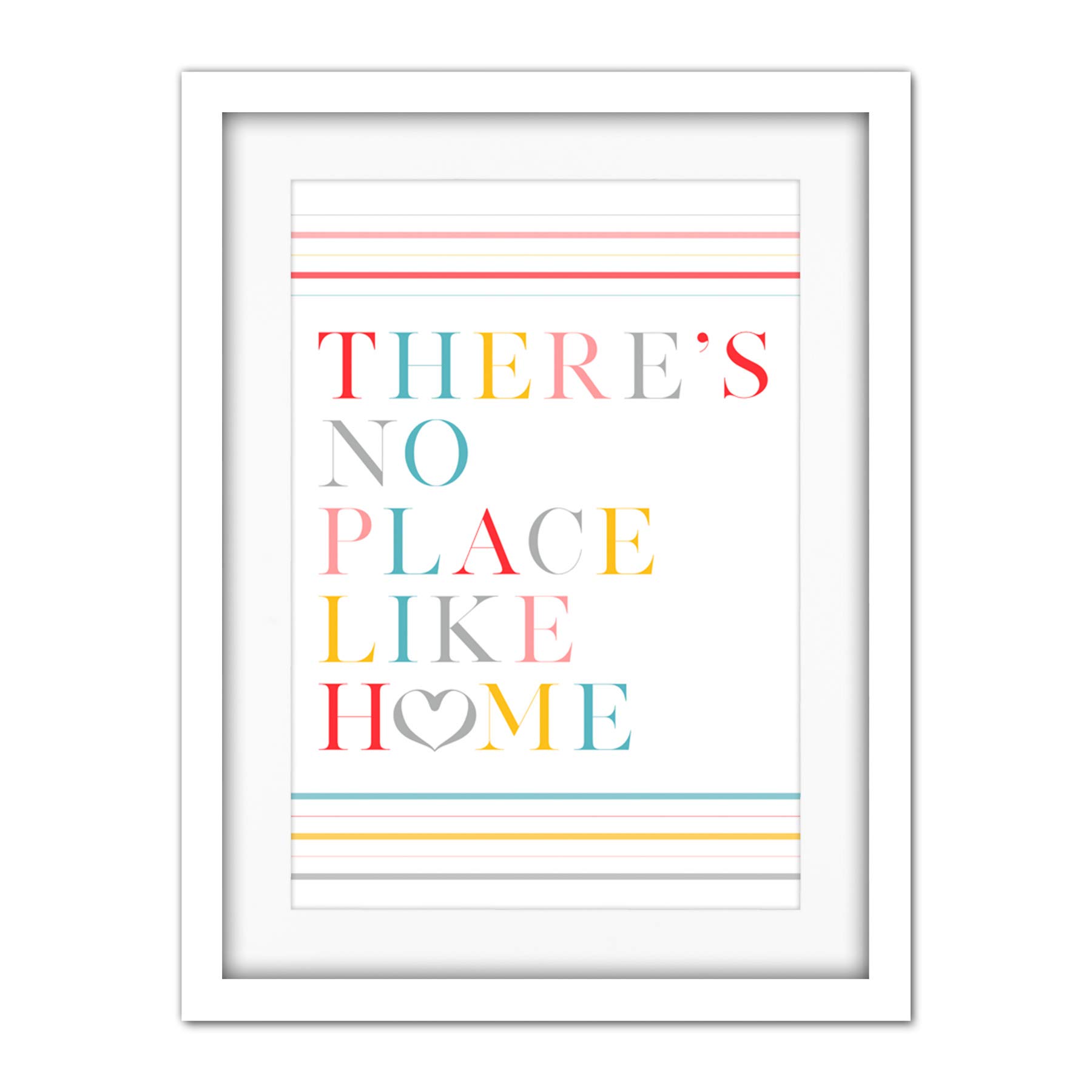 Wee Blue Coo No Place Like Home Love Heart Quote Artwork Framed Wall Art Print 18X24 Inch