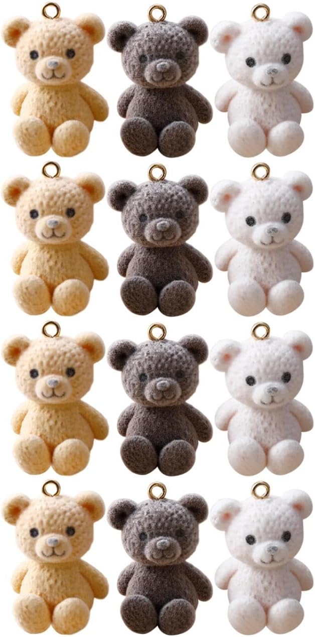 SHINEOFI 6 Pcs Bear Pendant Jewelry Dangle Earrings Pendants for Necklaces Bracelet Making Crafting Supplies