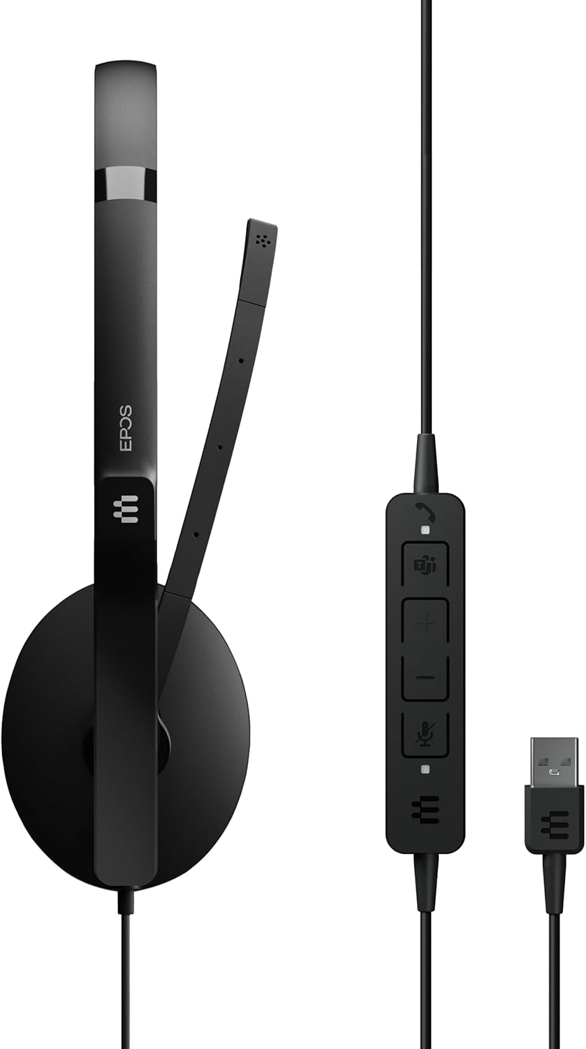 EPOS Adapt 130T USB II - Wired, Single-Sided Headset with USB Connectivity, MS Teams Certified and UC Optimized - Superior Sound - Enhanced Comfort - Call Control - Black