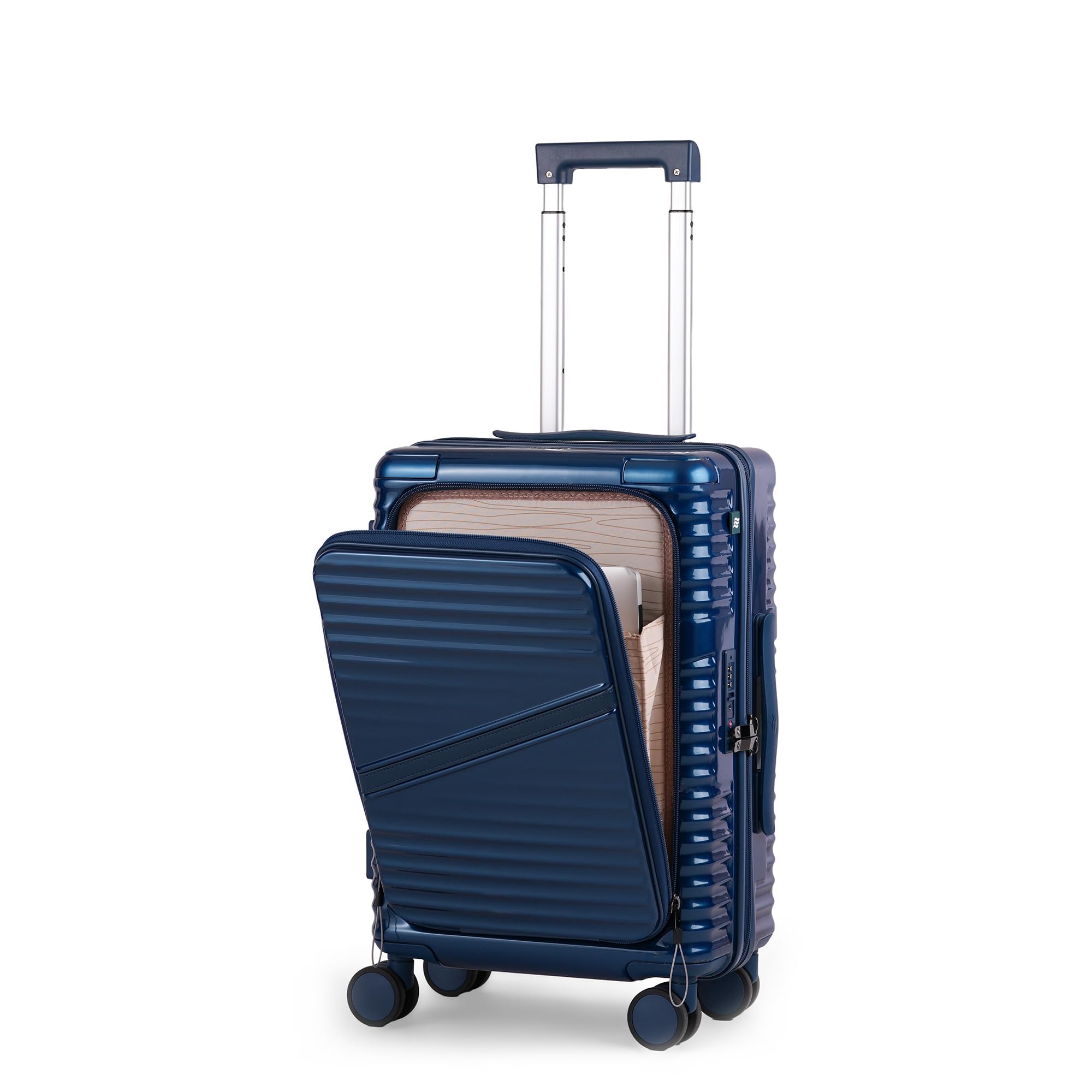 oblique cabin pro 20 inch hard luggage with polycarbonate & aluminium bumpers | laptop compatible - blue
