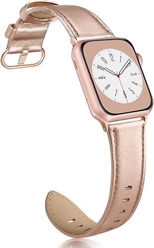 Vista 15 de Correa de cuero compatible con bandas de Apple Watch de 38 mm, 40 mm, 41 mm, 42 mm, Serie 10, elegante correa de repuesto de cuero genuino de grano