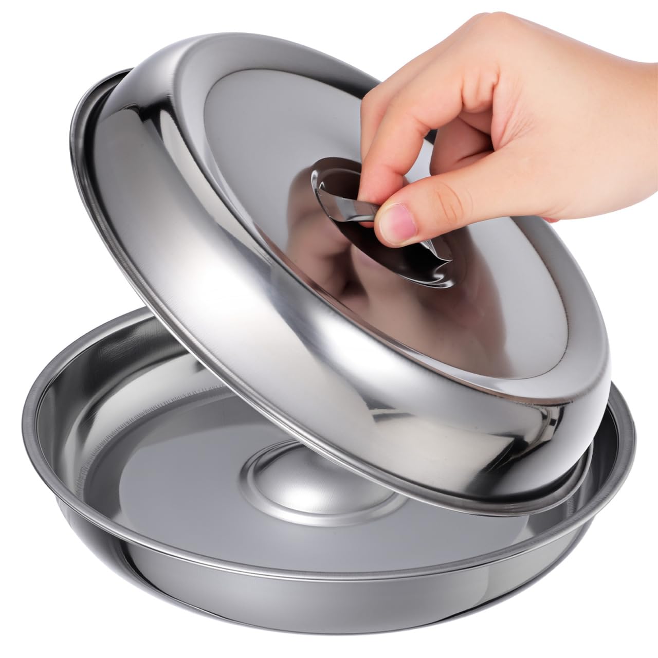 NOLITOY Stainless Steel Food Covers 2Pcs 9.45In Round Dome Plate Covers for Indoor Outdoor Cooking Heat Concentration and Food Fresh-Keeping
