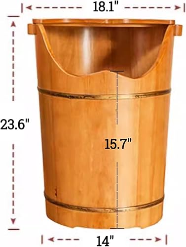 Miniatura 7 de HM&DX Bañera de madera de goma para remojar los pies,Cubo de baño de pies con máquina de vapor y taburete de masaje,Bañera de madera premium con