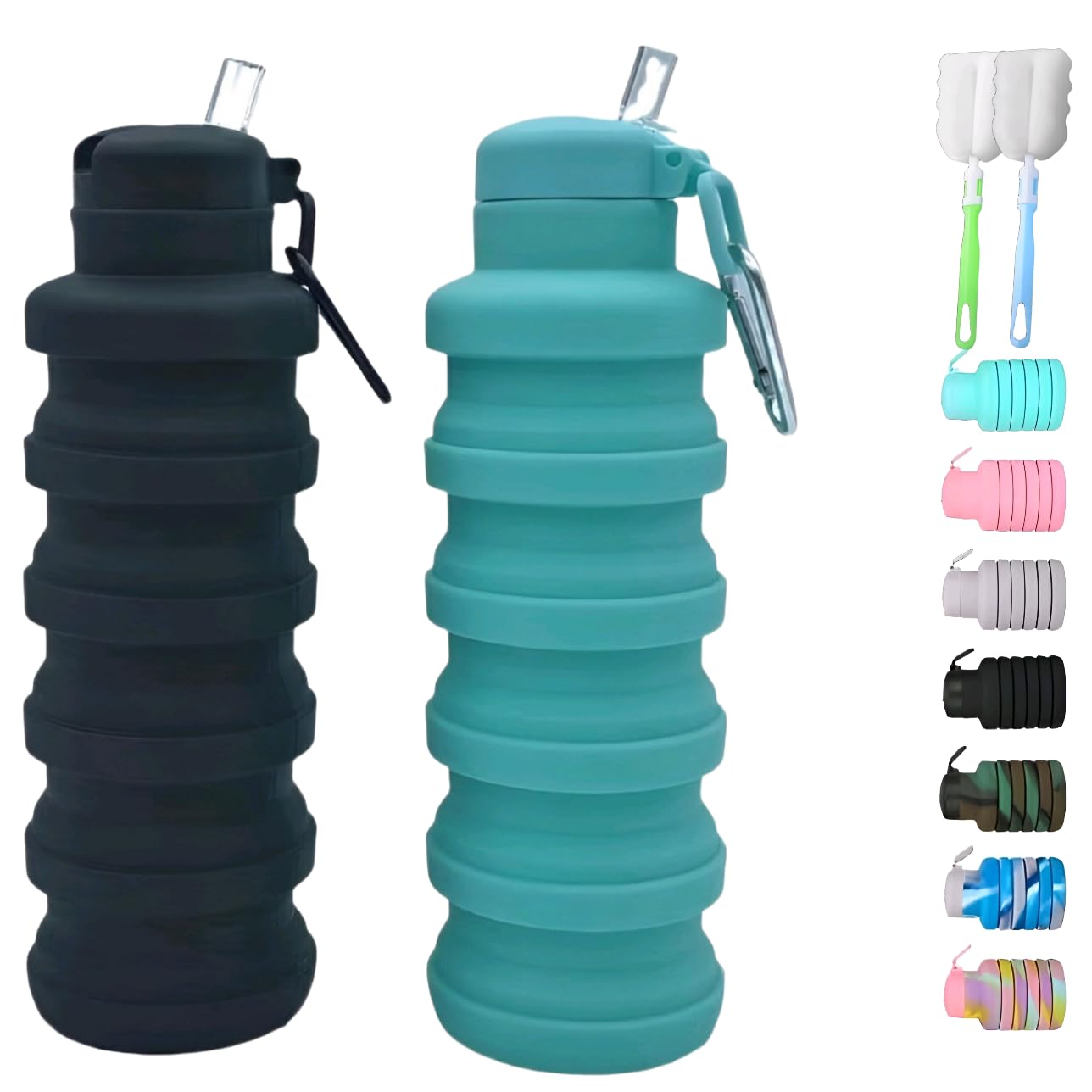 LIZADIN Collapsible Water Bottles 2-Pack
