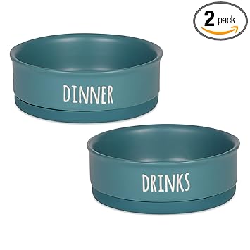 Bone Dry Ceramic Pet Collection Dinner, Drinks & Dessert Set, Medium, 6x2 Count, Teal, 2 Count