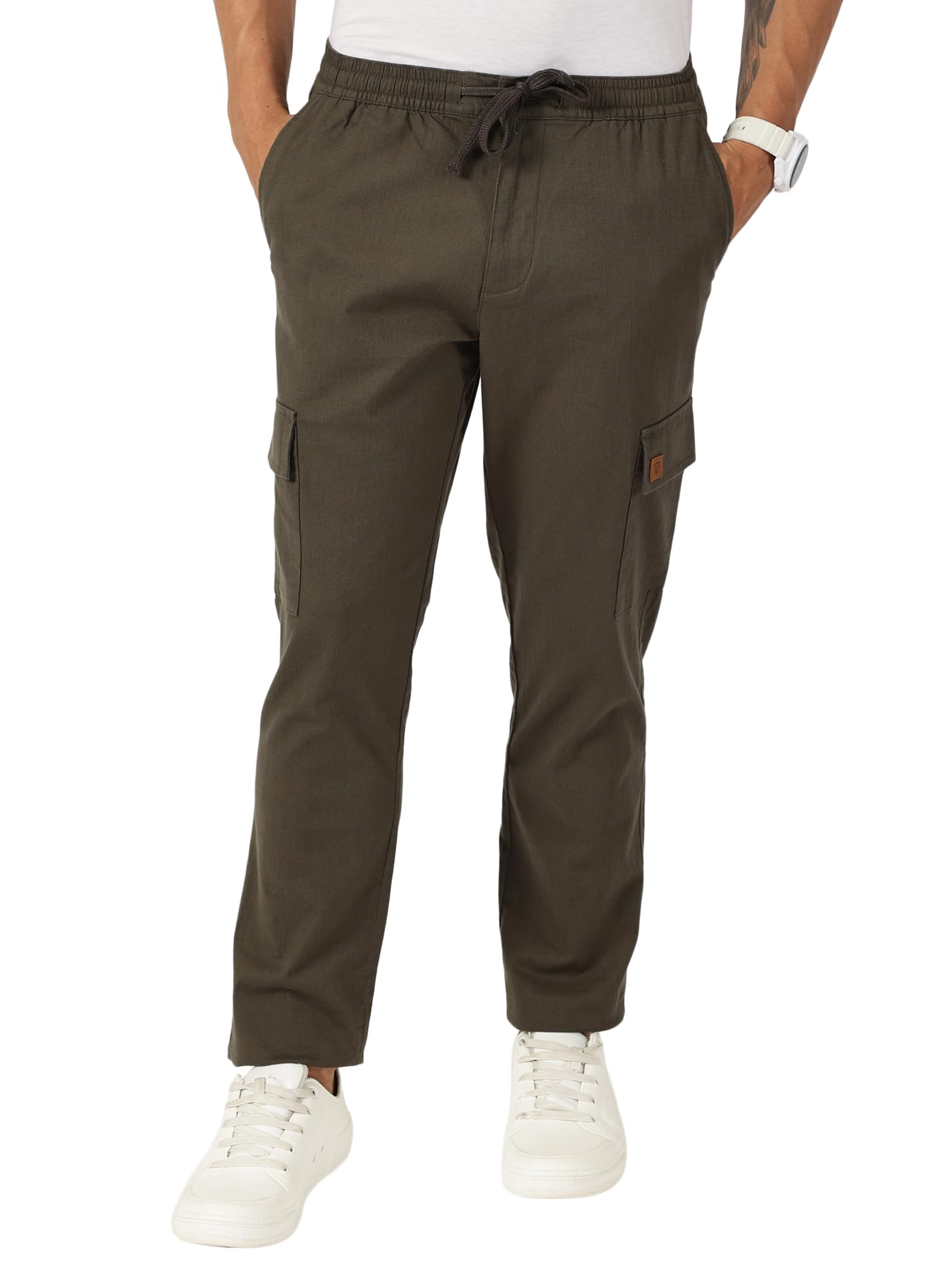 thomas scott Men's | Solid | Light Weight | Breathable Fabric | 6 Pocket | Ankle Length | Mid Rise | Regular Fit | Linen | Elasticated with Drawstring | Chino Trouser | Pants-picture-29