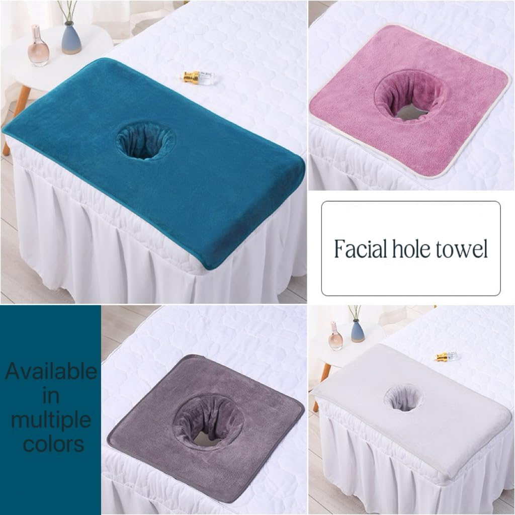 Massage Table Cover Towel with Face Cradle Hole, Premium Fitted Sheet with Locked Edges (Dark Gray)