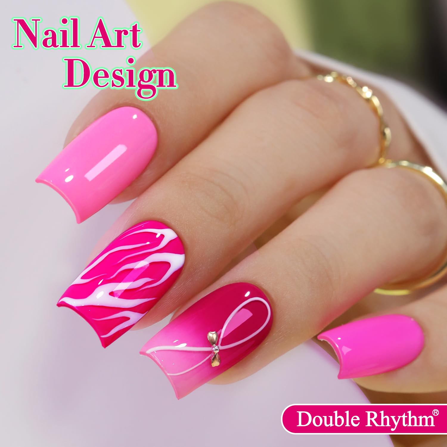 Double Rhythm Juego de 6 esmaltes de uñas de gel de 15 ml del mismo color y en el mismo frasco. Kit de manicura de gel para uñas de gel para salón de belleza y uso doméstico. Para mujeres (rosa neón