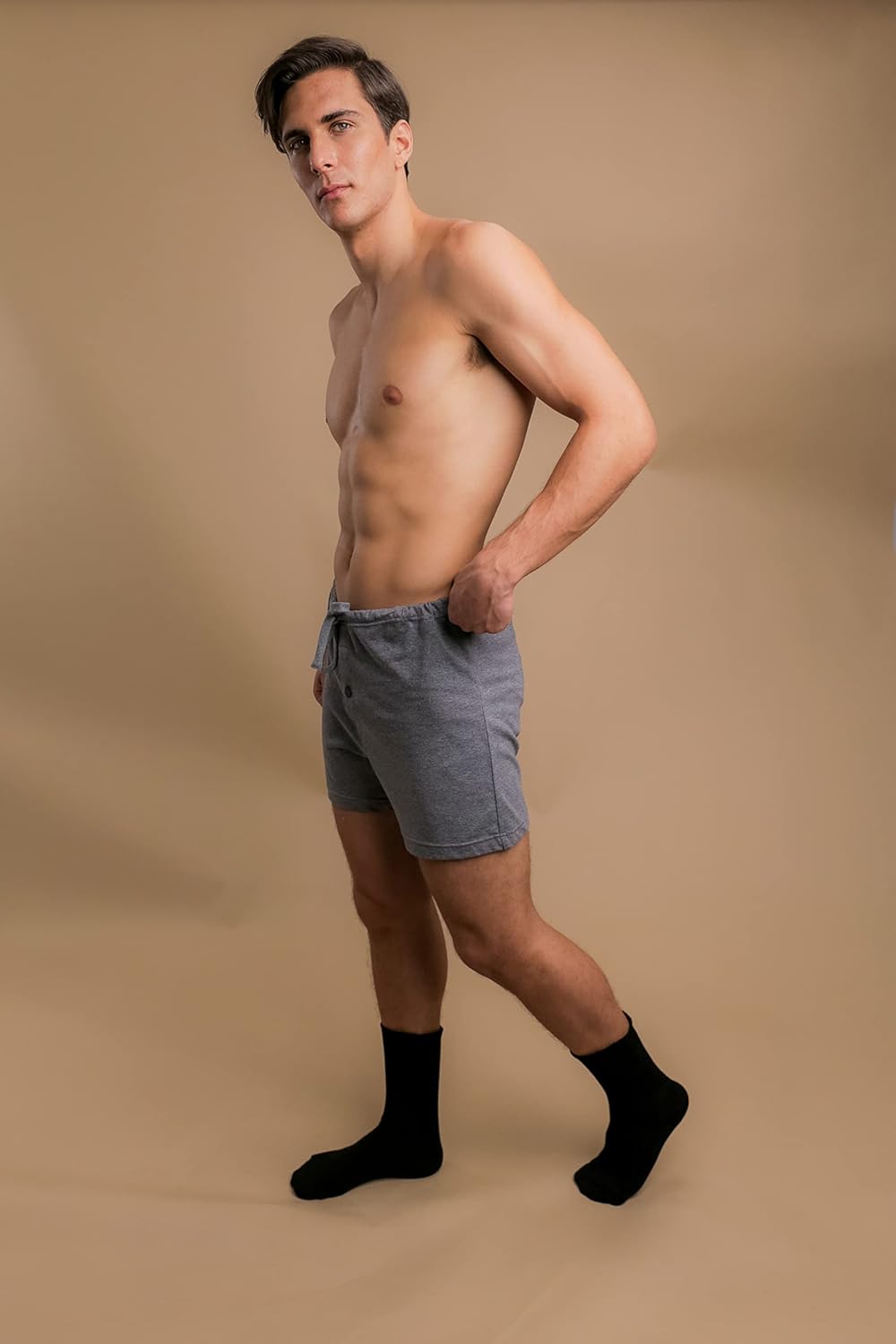 Cottonique Latex-Free Drawstring Loose Boxer Shorts for Men with Skin Allergies and Sensitive Skin