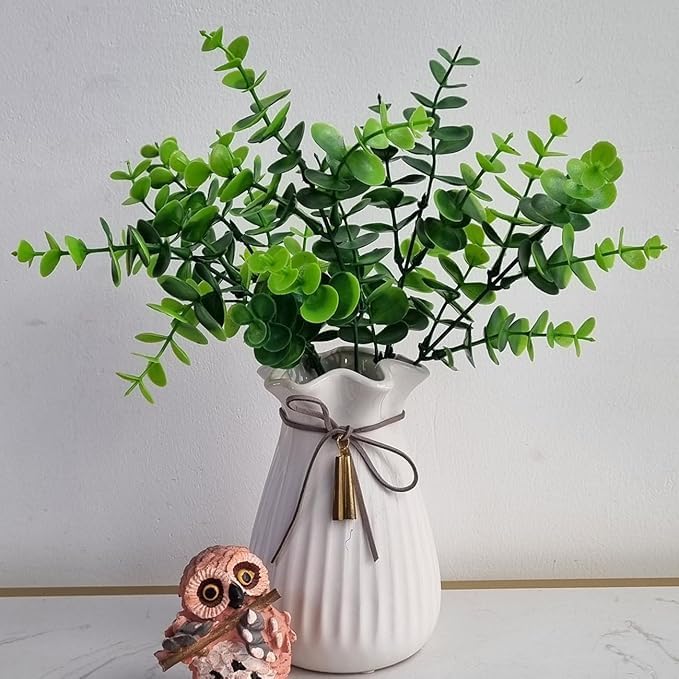 Image of Art Street Artificial Eucalyptus Green Leave Bunch for Vases or Pot |Ideal for Table Indoor Home Decoration, Pack of 2| 5 Branch 25 Head,Size: 14 Inch