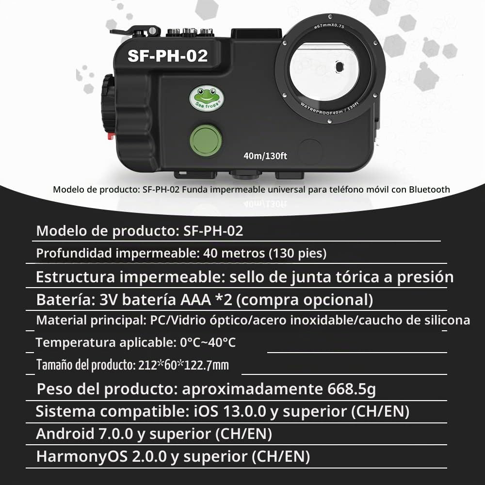 iPhone 13 12 11 Pro MAX Funda Impermeable Negra, 195ft/60m Profundidad Sellado Completo A Prueba de Golpes, Nieve, Polvo, Agua Certificado IPX8 Buceo Natación Surf Snorkel Funda