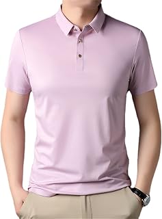 WINDEHAO Summer Men's Plus Size Casual Sport Polo Shirt,Ice Silk Solid Short Sleeve T-Shirt,Outdoor Elastic Breathable Golf Shirt