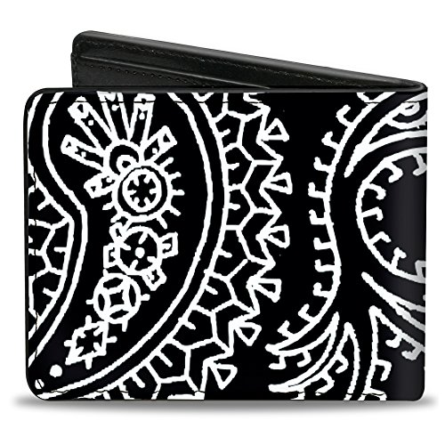 Buckle-Down PU Bifold Wallet - Paisley2 Black/White - Image 3