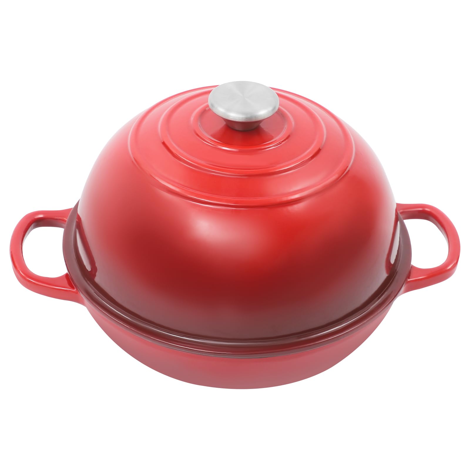 Żeliwny garnek do pieczenia chleba, 2,2 l, emaliowany garnek z pokrywką i uchwytami, 26,6 cm, garnek do duszenia, smażenia, gotowania (czerwony)