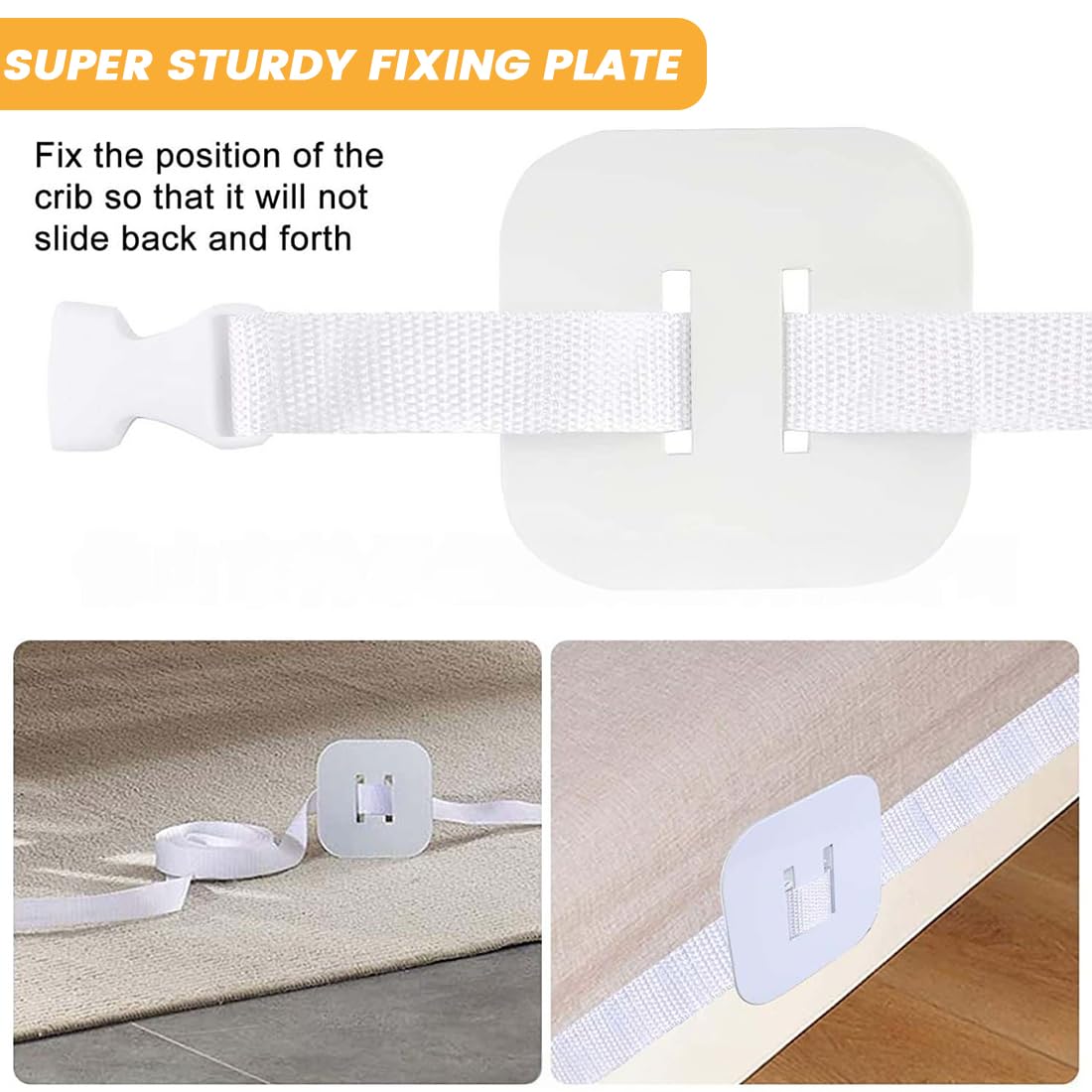 1 Pcs 8m Kit Colecho Correa para Cuna de Bebé, Universal Fijación de Cuna Auxiliar, Ajustable Protector Cuna Fijación de Auxiliar, Correas de Muebles para Cuna