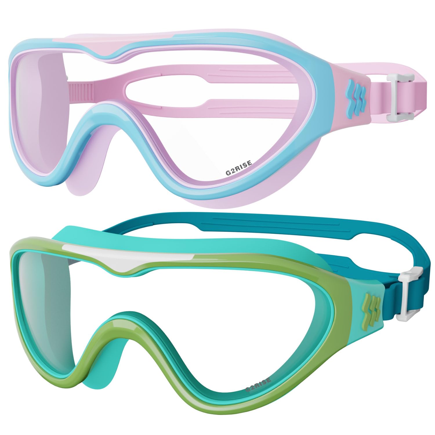 G2RISE Schwimmbrille Kinder, Anti-Beschlag UV-Schutz Taucherbrille Kinder 3-14 Jahre, Komfortabel Kein Auslaufen, Breite Sicht, Schwimmbrillen für Jungen, Mädchen