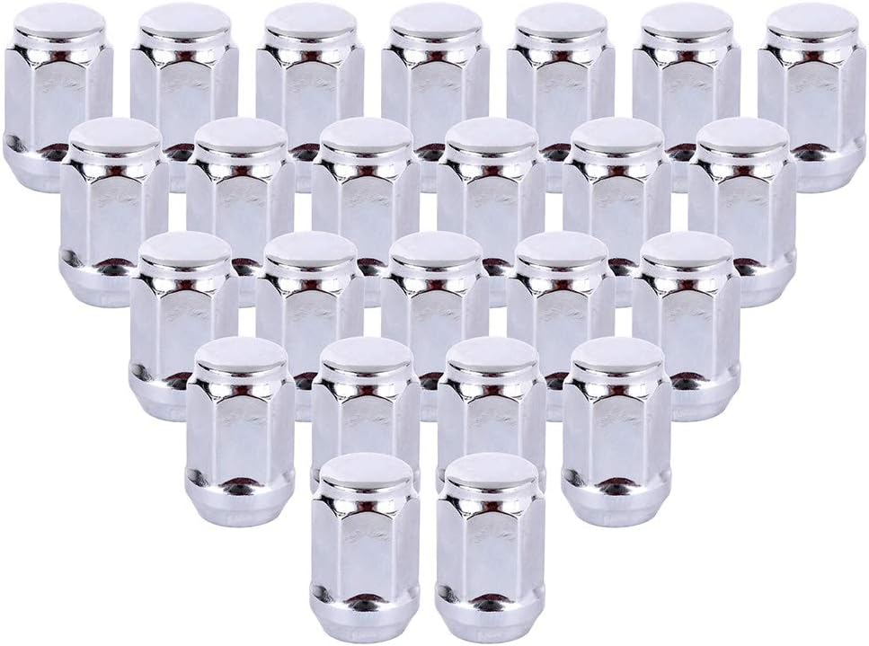 OCPTY Lug Nuts 24PCS 1.38 Inches Tall 1/2-20 Silver Chrome Tuner Racing Lug Nuts fits for Dodge Dakota/Durango/Viper 1991-2010