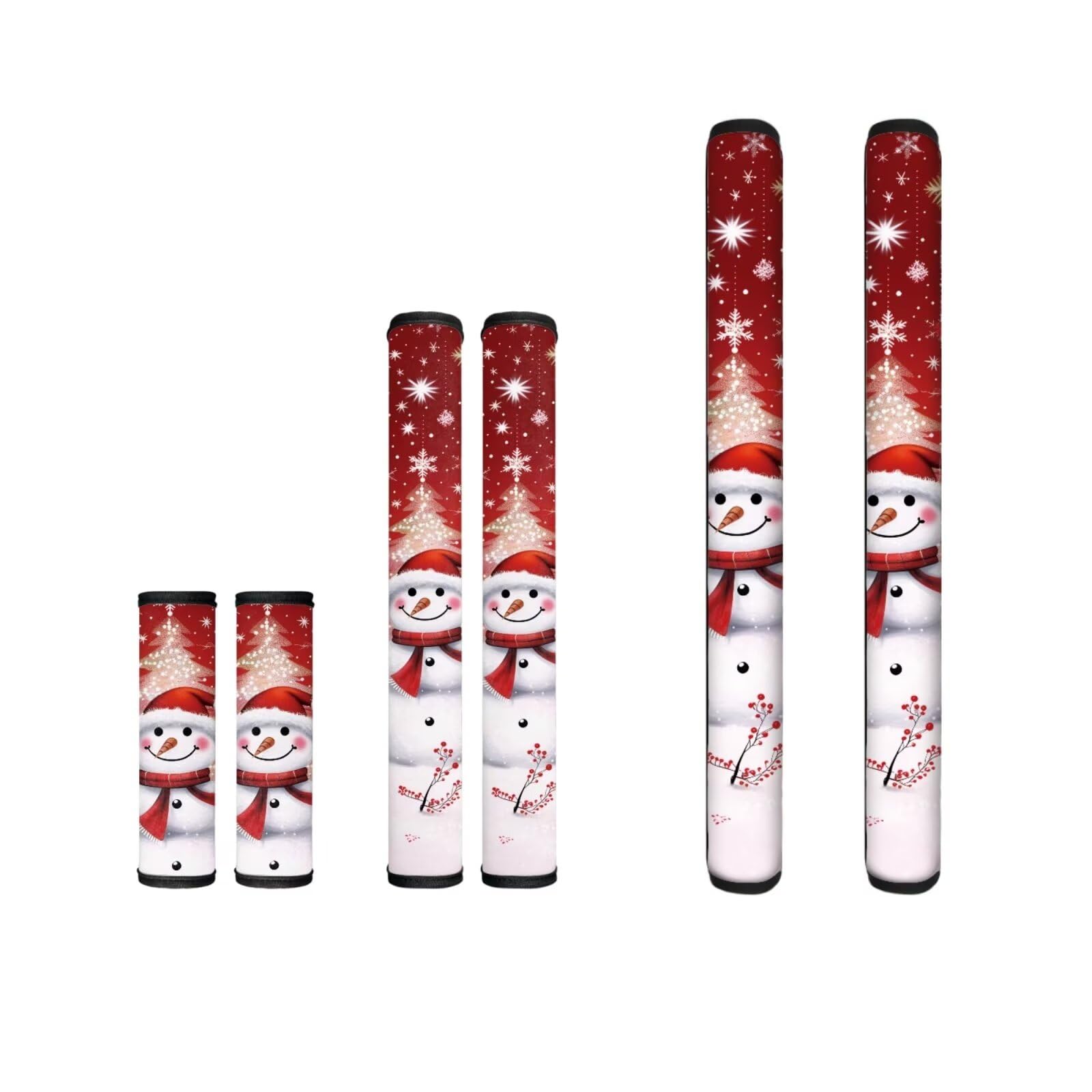 Biyejit Snowman Xmas Trees Refrigerator Door Handle Covers Set of 6, Christmas Decor Refrigerator Handle Covers Antiskid Kitchen Appliance Protector for Fridge Oven Dishwasher