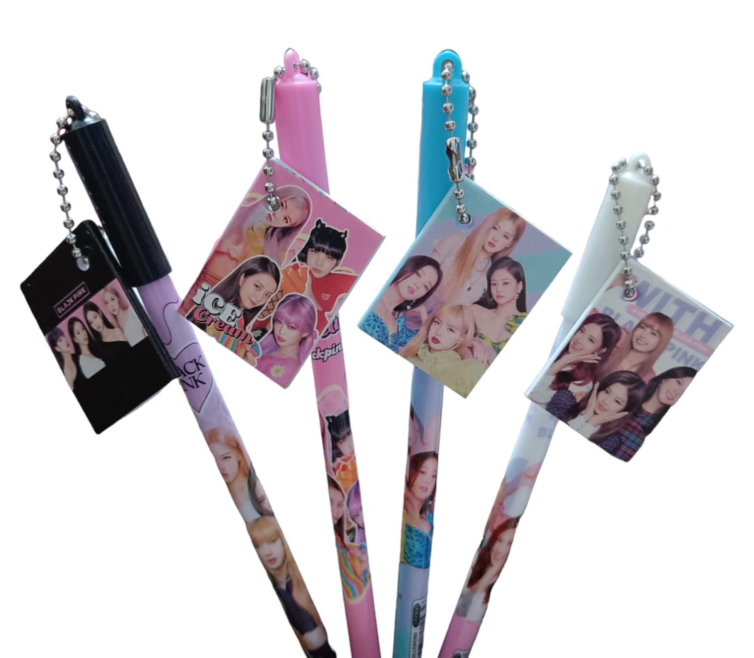 AUDiO-X Blackpink Eraseable pen with hanging sparkle locket on cap, (Pack of 2, Assorted), best gift for Blackpink lover, Return Gift, Pens, Cute Stationery, Pen for Kids