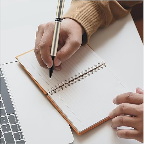 Miniatura 8 de uni-ball 60026 Deluxe Stick Roller Ball Pen Micro 0.020 in, tinta roja, barril gris metálico, docena