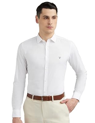 Allen Solly Men's Cotton Slim Fit Shirt (ALSFACUFD89916_White_42)