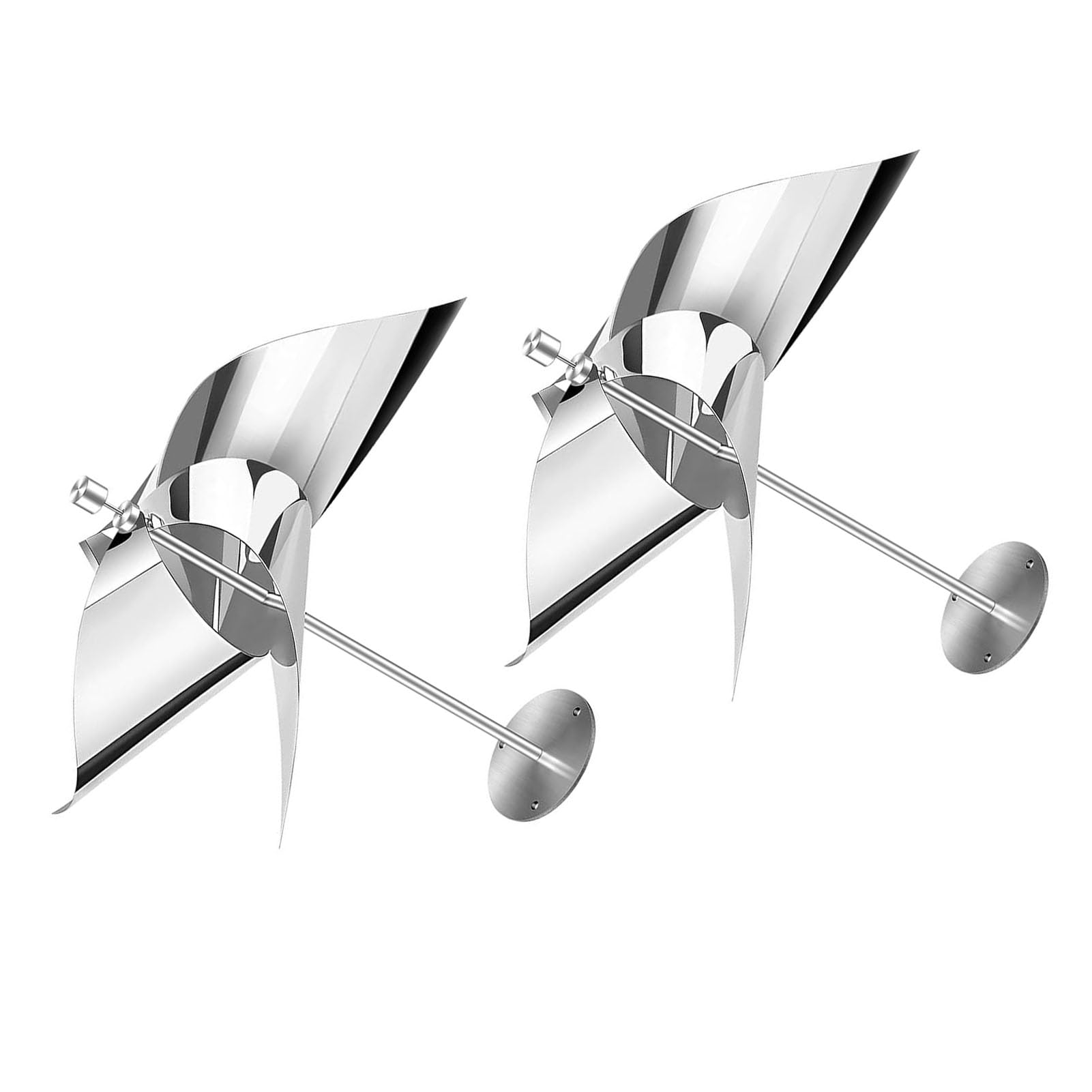 SEAFRONT 2PCS Reflective Spinning Bird Deterrent Stainless Steel Reflective Wind Powered Scare Device Keep Birds Away for Garden Railing Roof